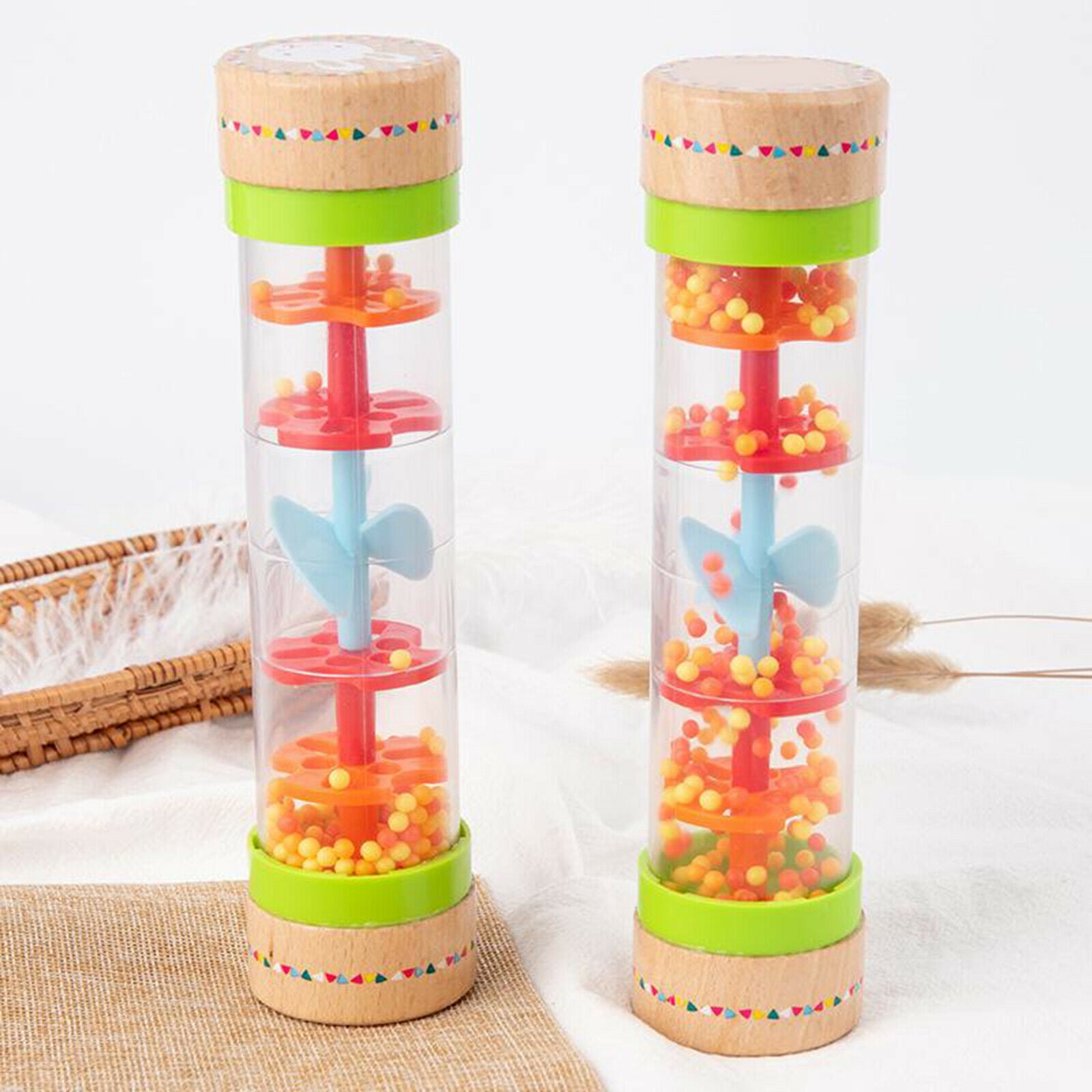 Toddlers Rainbow Rainstick Rainmaker Rain Shaker Sensory Musical Sound Rattles
