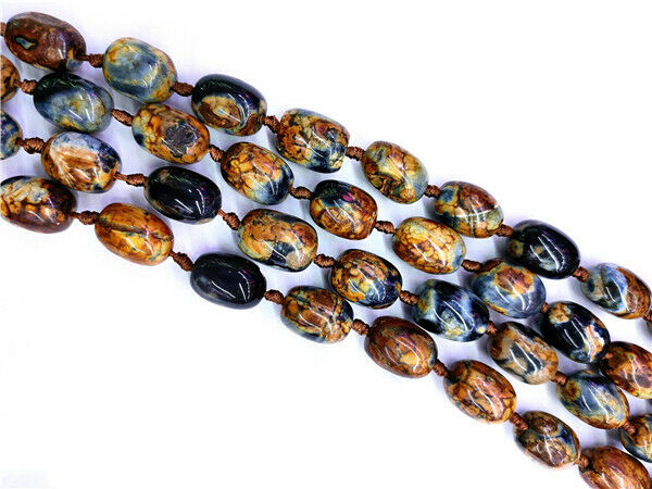1 Strand 16x13mm Brown Fire Dragon Veins Agate Barrel Loose Beads 15.5" HH8552