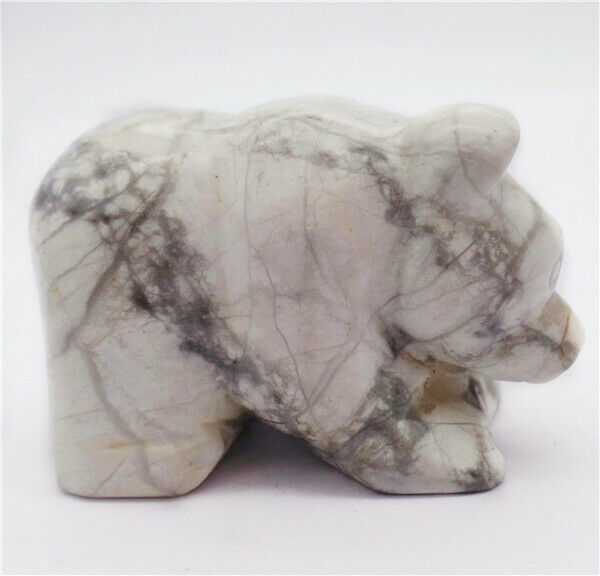 48x33x26mm Natural White Howlite Carved Bear Decoration Statue Home Decor HH7737