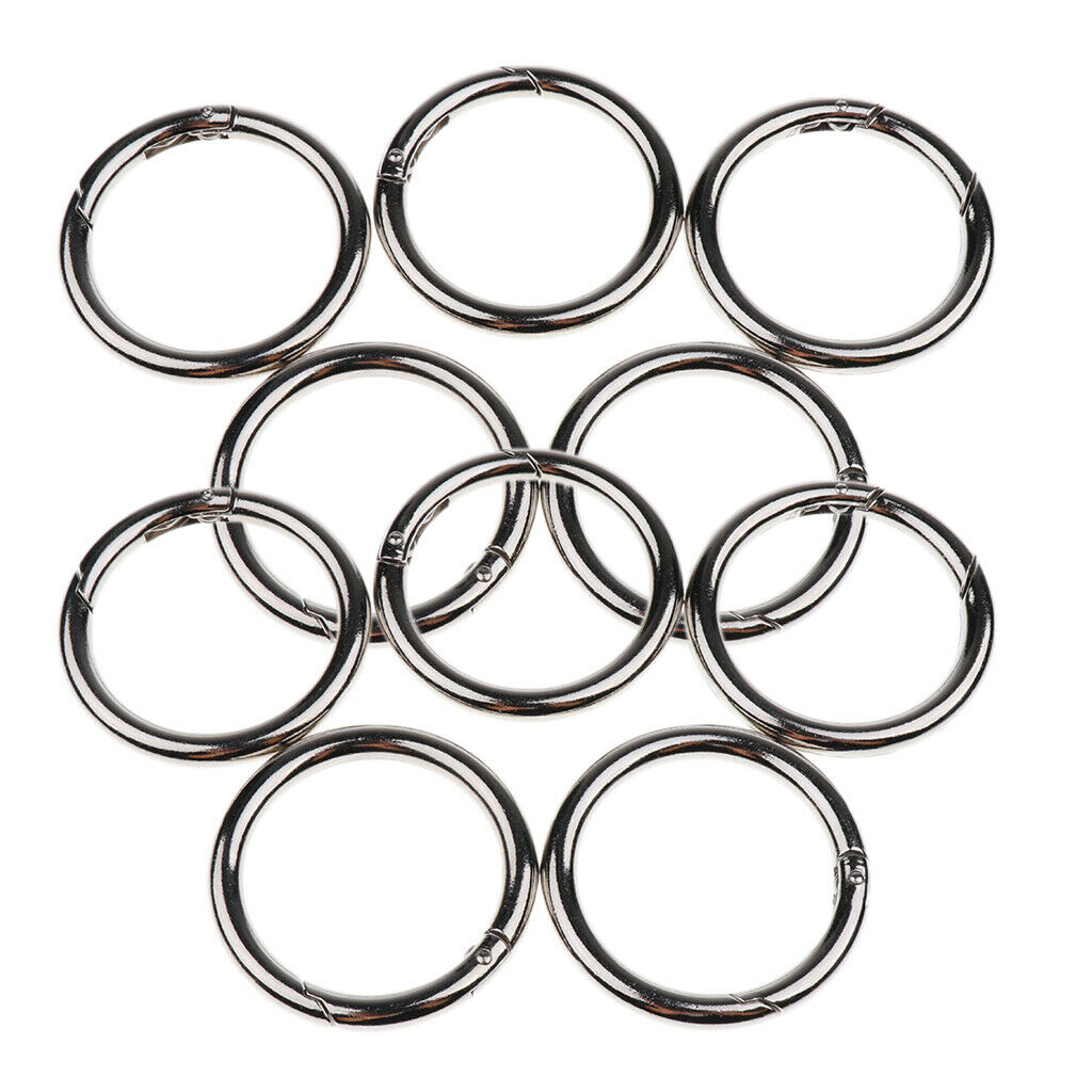 10Pcs Round Key Rings Premium Plated Open Hook Spring Ring Keychain 49mm