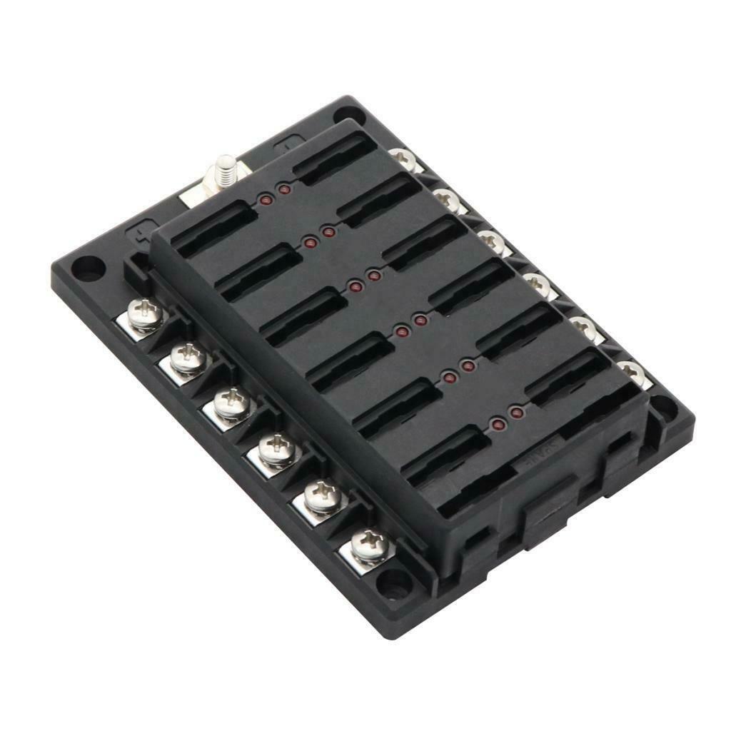 Car Boat Fuse Box Holder 12 Way  Fuse Holder Block LED Warning Indicator