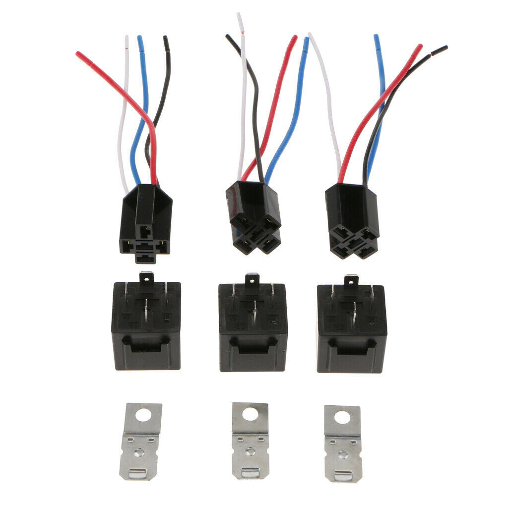 DC 12V Car SPST Automotive Relay 4 Pin 4 Wires with Harness Socket 40 Amp