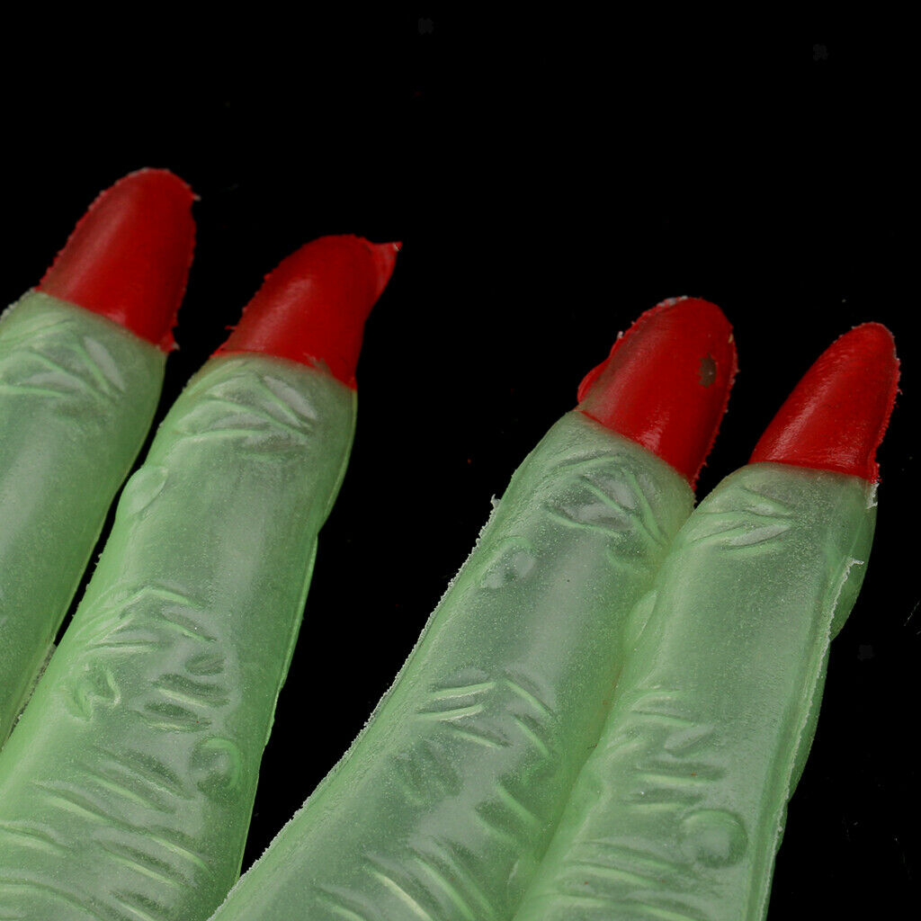5 Pieces Halloween Party Glow in the Dark Witch Red Claw Tips Finger Nails