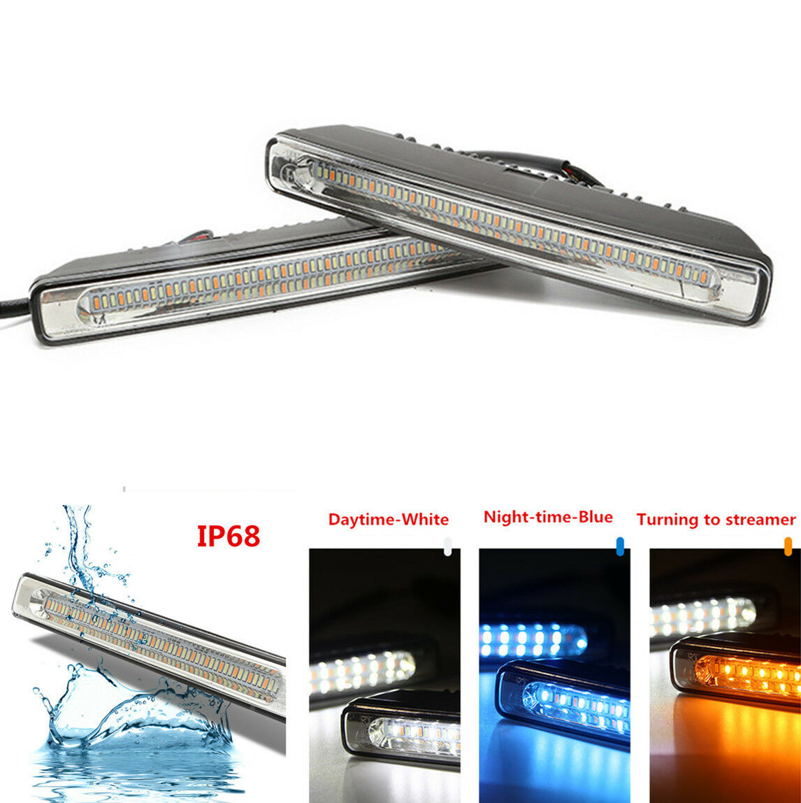 Tricolor 12V Car High Power DRL Daytime Runing Fog Light Turn Signal Indicator