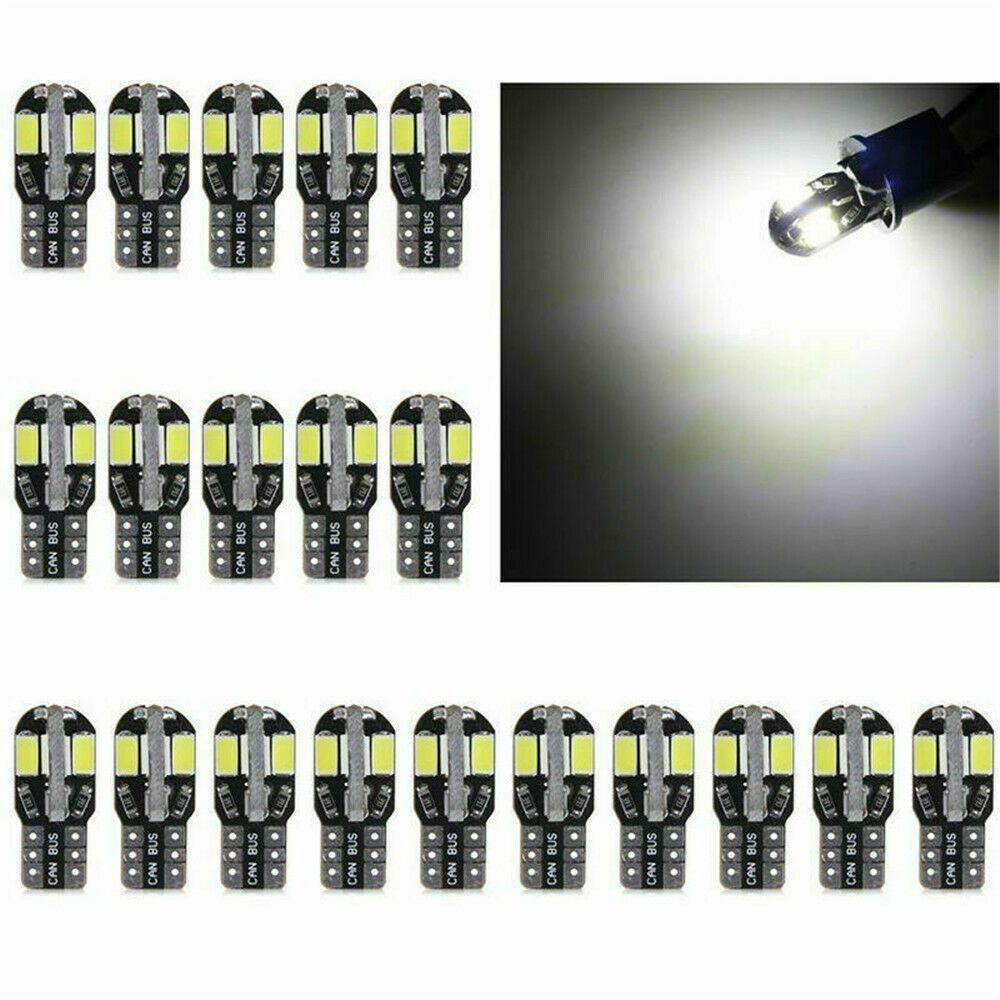 20x T10 Super Bright LED Car Canbus Error Free Lamp Bulb Lights 5730 168 194 W5W