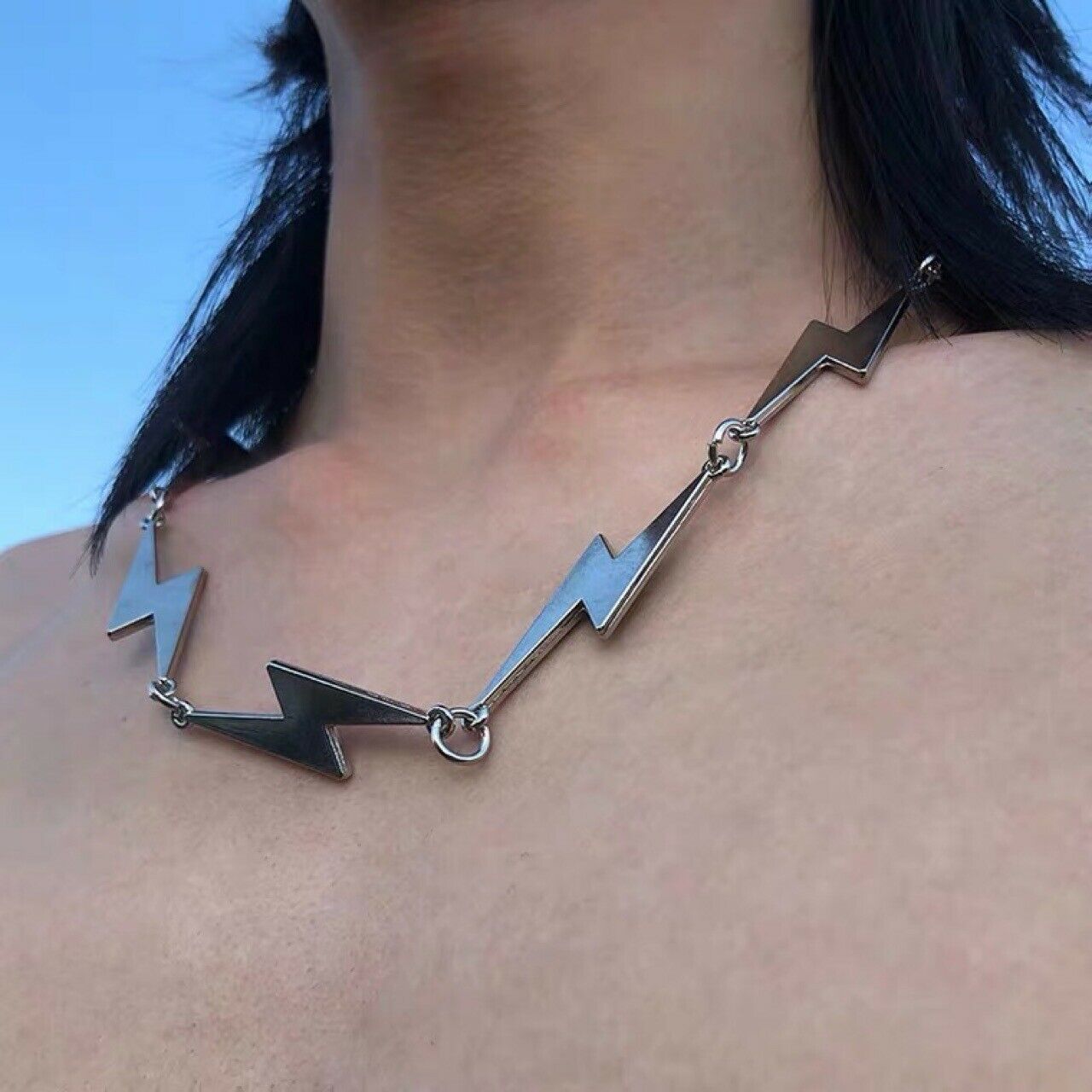 New Hip-hop Lightning Alloy Necklace  Lightning Clavicle Chain For Men Jewelry