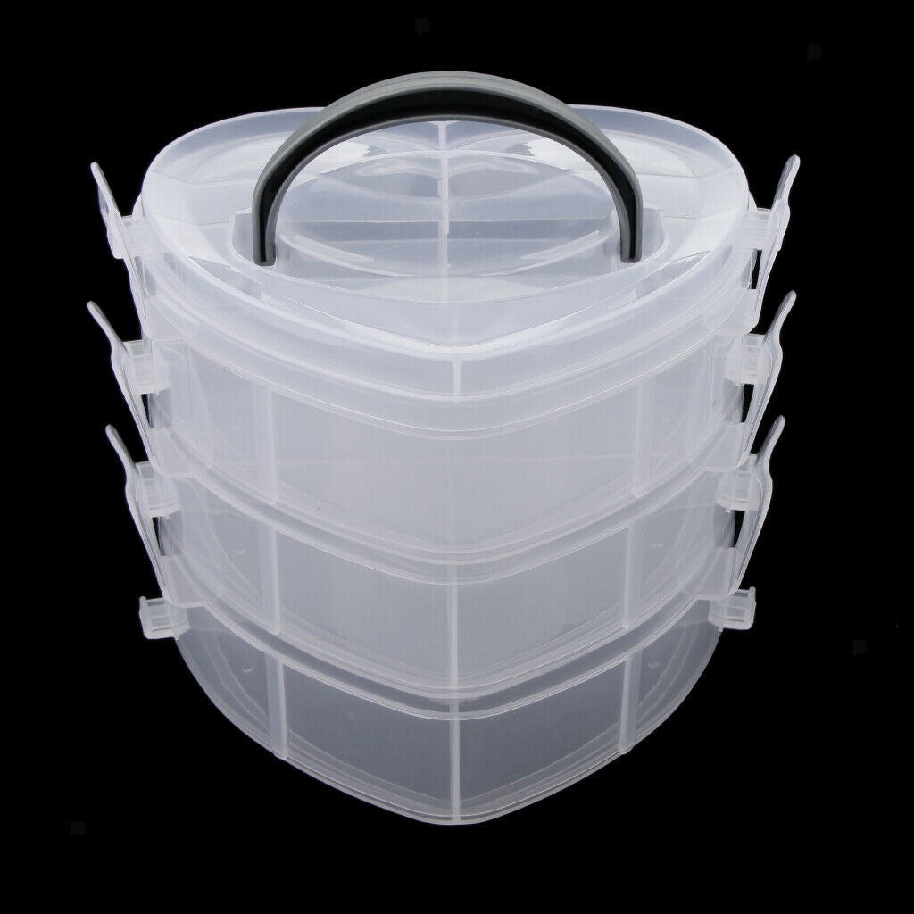 Clear Storage Box Adjustable Dividers 3-Tier Handbag Organizer Case Clear