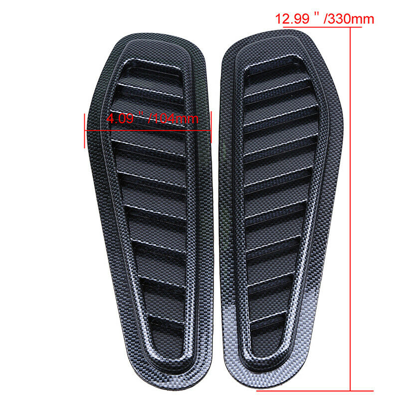 2Pcs Carbon Fiber Hood Bonnet Vent Air Flow Intake Scoop Fender Decor Universal