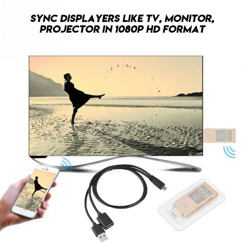 Wireless Wired WiFi Display Dongle 1080P HDMI TV Sync Airplay Miracast Receiver