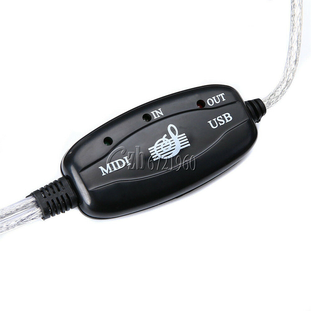 USB MIDI IN-OUT Interface Cable Converter PC to Music Keyboard Cord Adapter