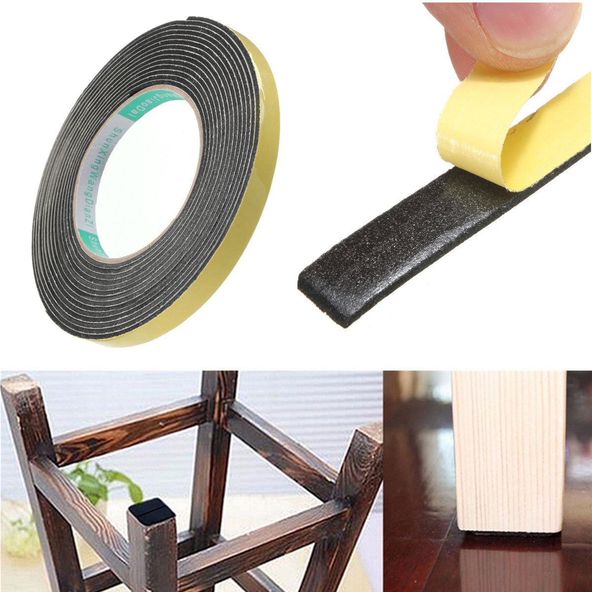 1pc 5M Weather Stripping Sponge Rubber Strip EPDM Tape 2mm*10mm Door Seal New