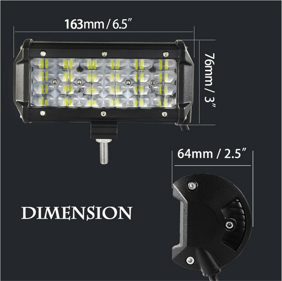 6.5" 72W Quad Row Light Bar Car Off-road Driving Fog Lamp Flood LED Work Light