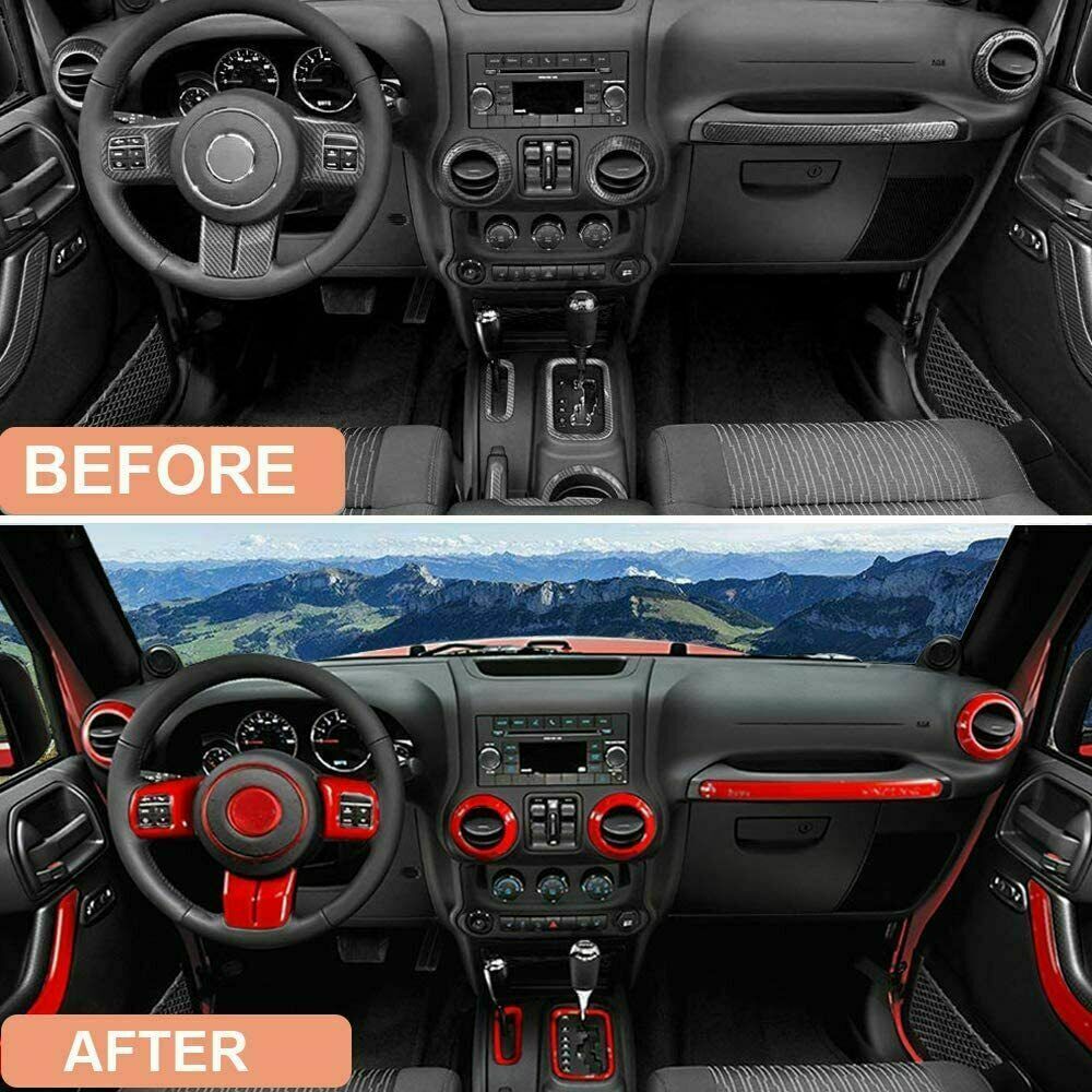 28Pcs Full Set Interior Decoration Trim Kit For Jeep Wrangler JK JKU 2011-2018