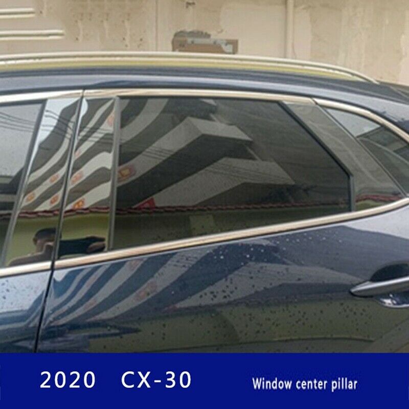 Car Black Stainless Steel Window Trim Center Pillar Cover Trim for Mazda CX3S3I2