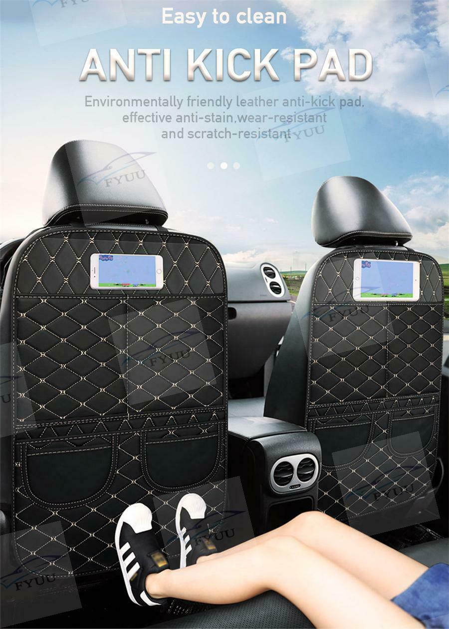2PC Pu Leather Car Seat Anti-Kick Protector Storage Mats For Children Kid Baby