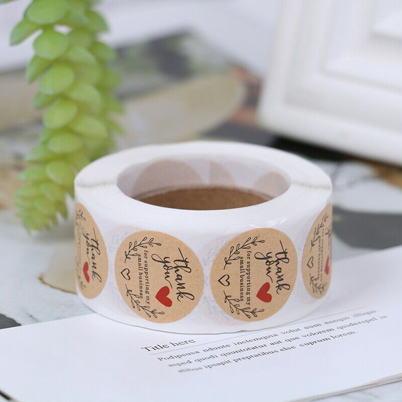 500PCs Handmade Thank You Stickers Paper Seal Labels Round Stationery DecorB Lt
