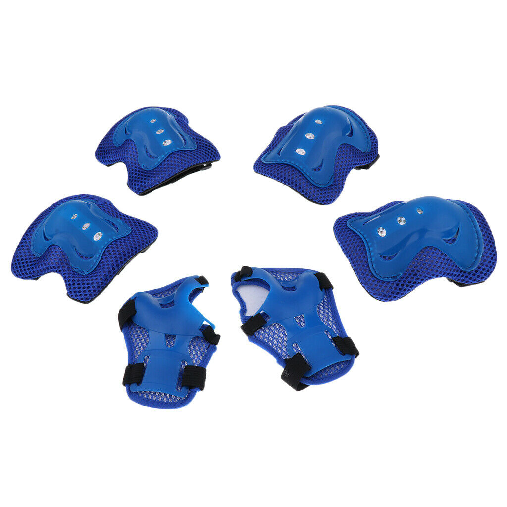 Kid Cycling Roller Skating Knee Elbow Wrist Protective Pads - Blue