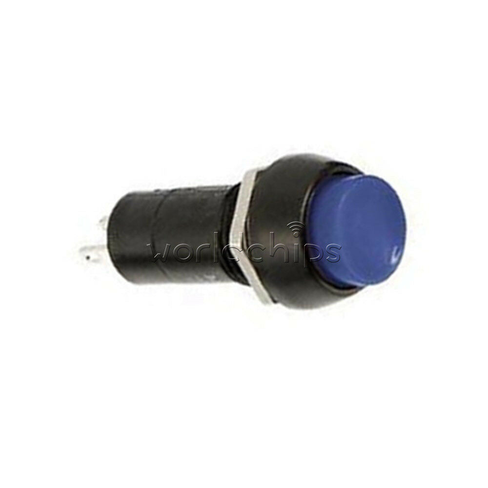 5PCS Blue Push Button Switch 12mm 250V 3A PBS-11B No Self-Lock ON/OFF Lock