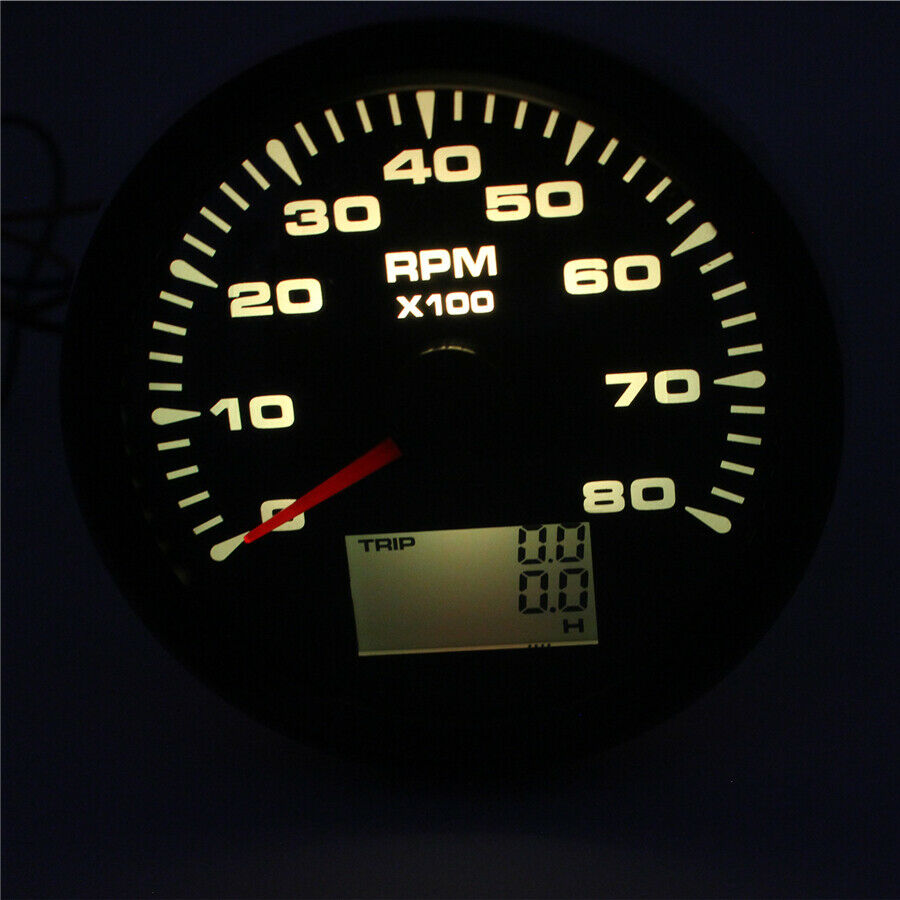 85mm Digital LCD Car Trip COG Tachometer 8000 RPM Anti-fog Glass IP67 Waterproof