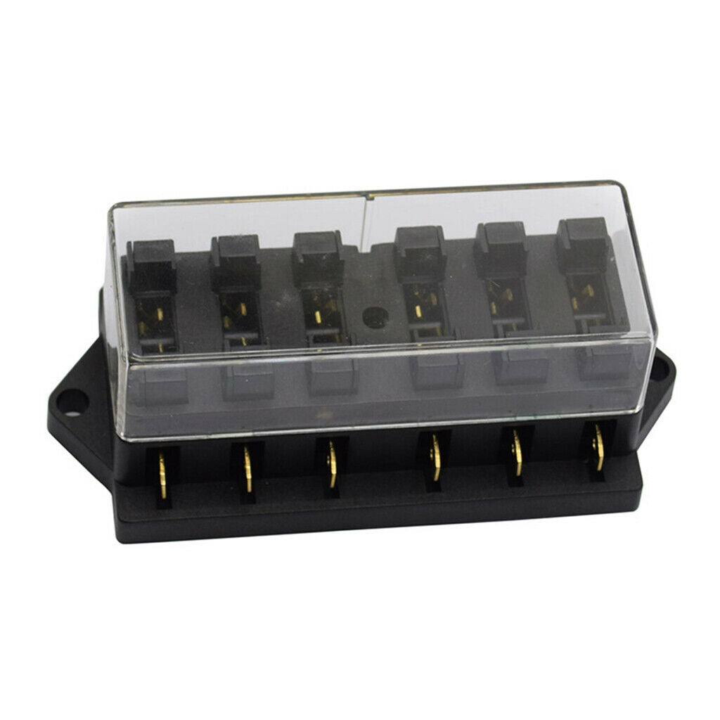 Automotive 6-Way Blade Fuse Box Holder 5A/10A/15A/20A Fuses for Yacht RV
