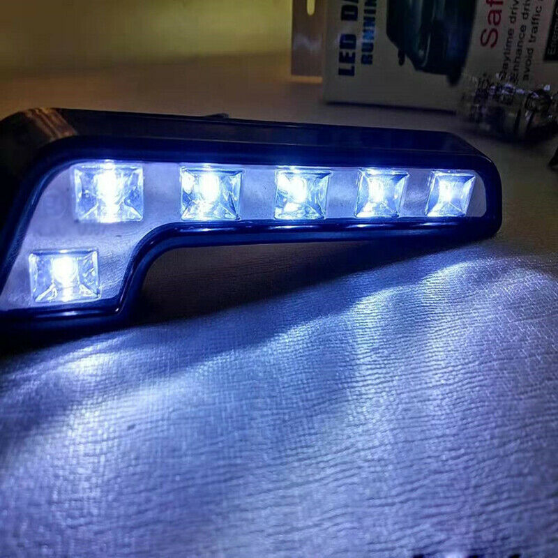 2PCS L Shaped 6LED White 12V Car Driving Fog Light Lamp E4 RL00 DRL Waterproof