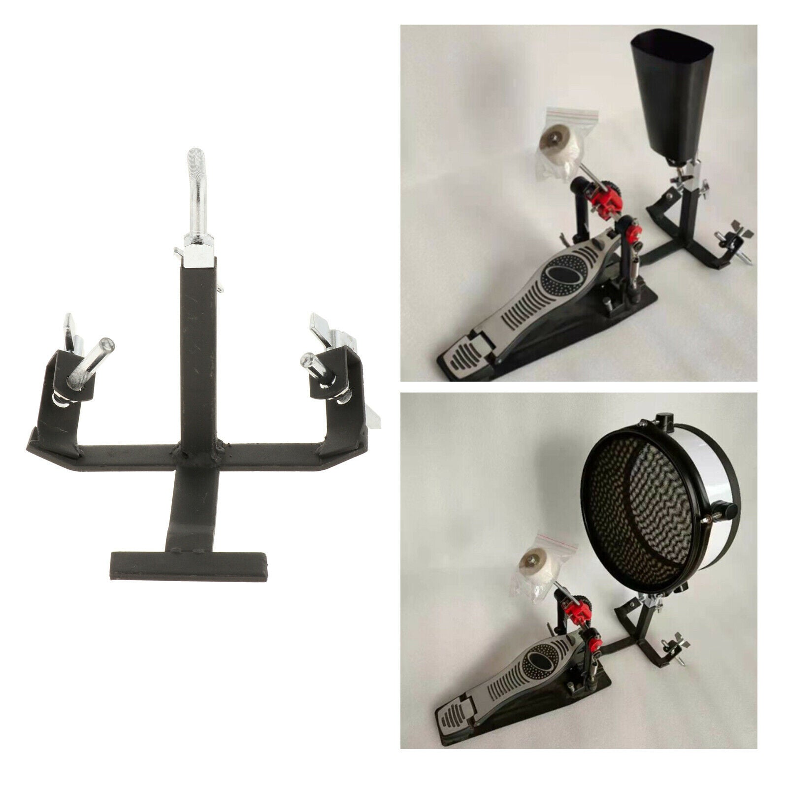 Pedal Cowbell Bracket Attach Percussion for Practice Room Drum Kit