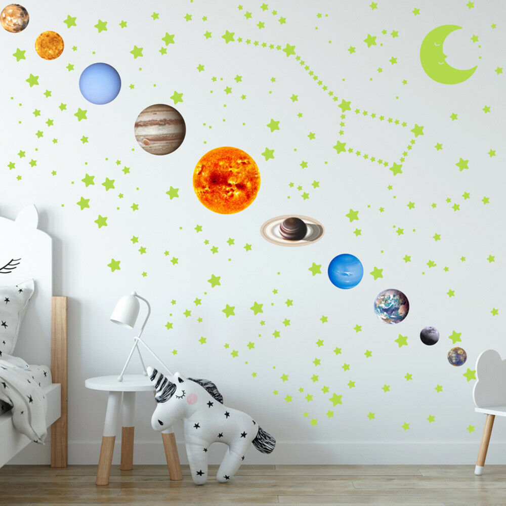 525PCS Wall Glowing Stickers Glow in The Dark Stars Solar System Planets Ceiling