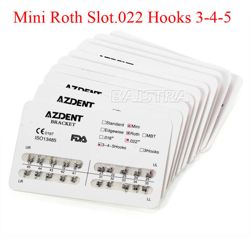 20Pack Orthodontics Brackets Braces Dental Mini Roth 022"Slot Hooks 3-4-5 AZDENT