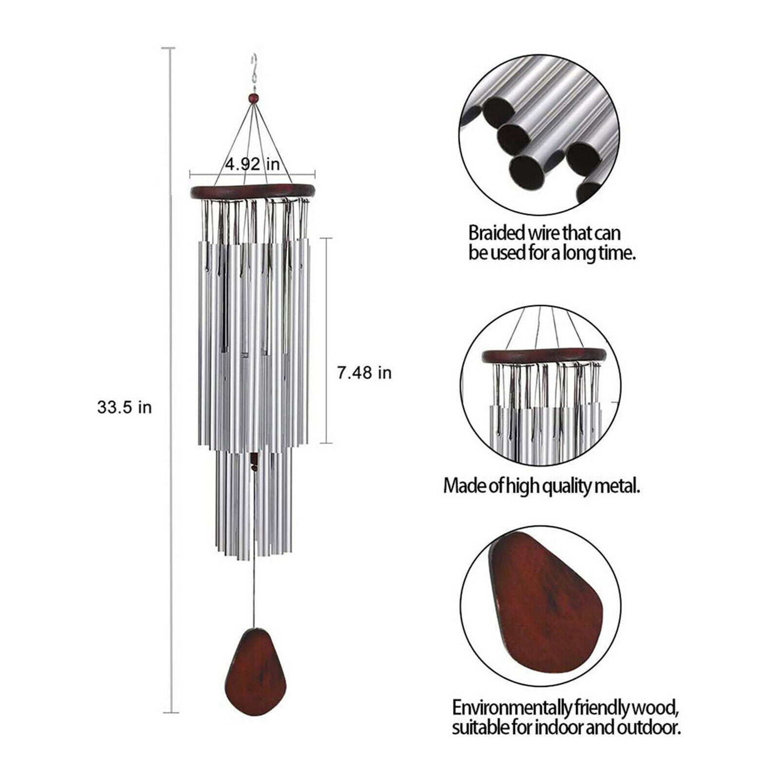 27 Tubes Handmade Wind Chimes Aluminum Chime Sympathy Soothing Melodic Tones
