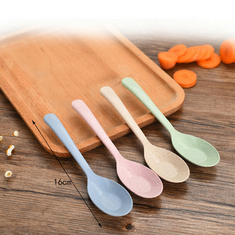 4PCS Colourful Eco-Friendly Wheat Straw Spoons smooth texture wheat straw.l8