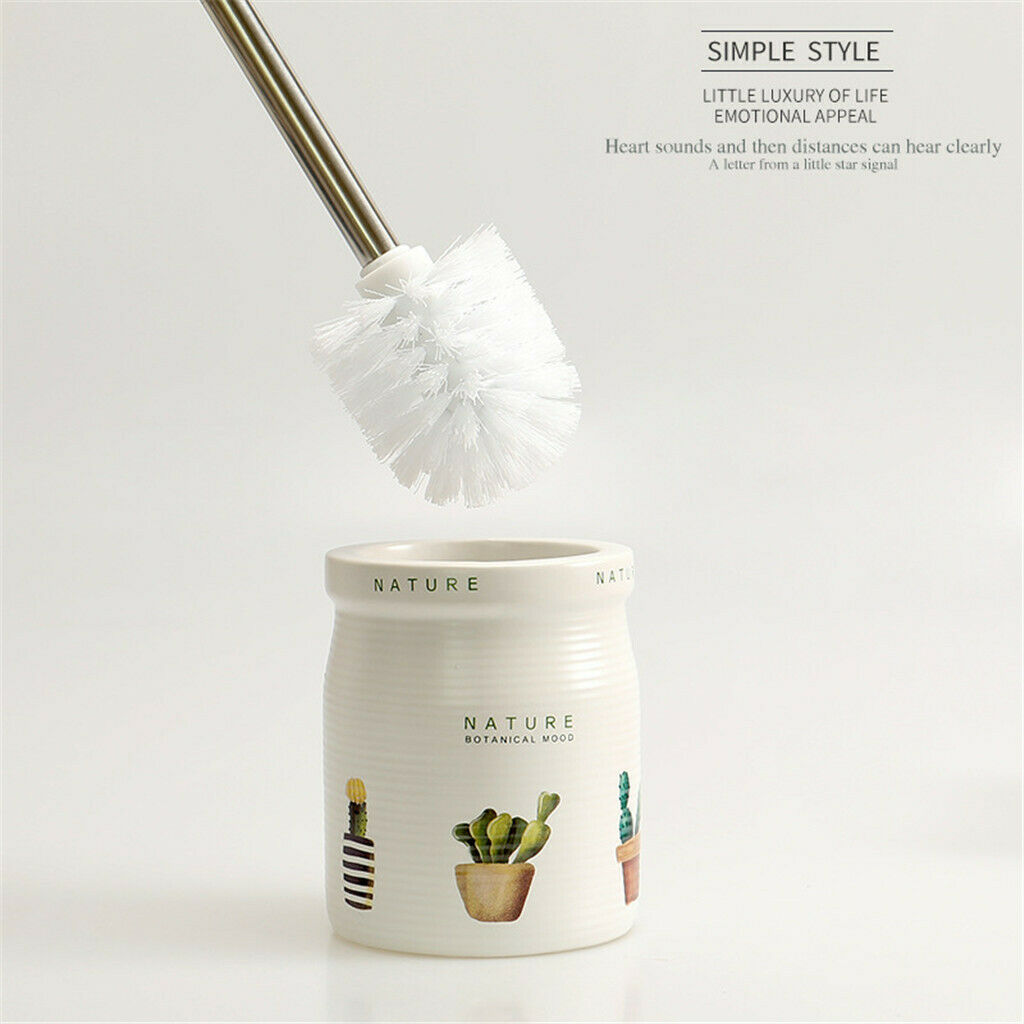 Nordic Toilet Ceramic Cleaning Brush W/ Handle Base For Bathroom Toilet