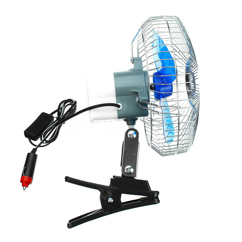 12V Auto Car Portable Dashboard Vehicle Truck Fan Clip-On Oscillating Cooling