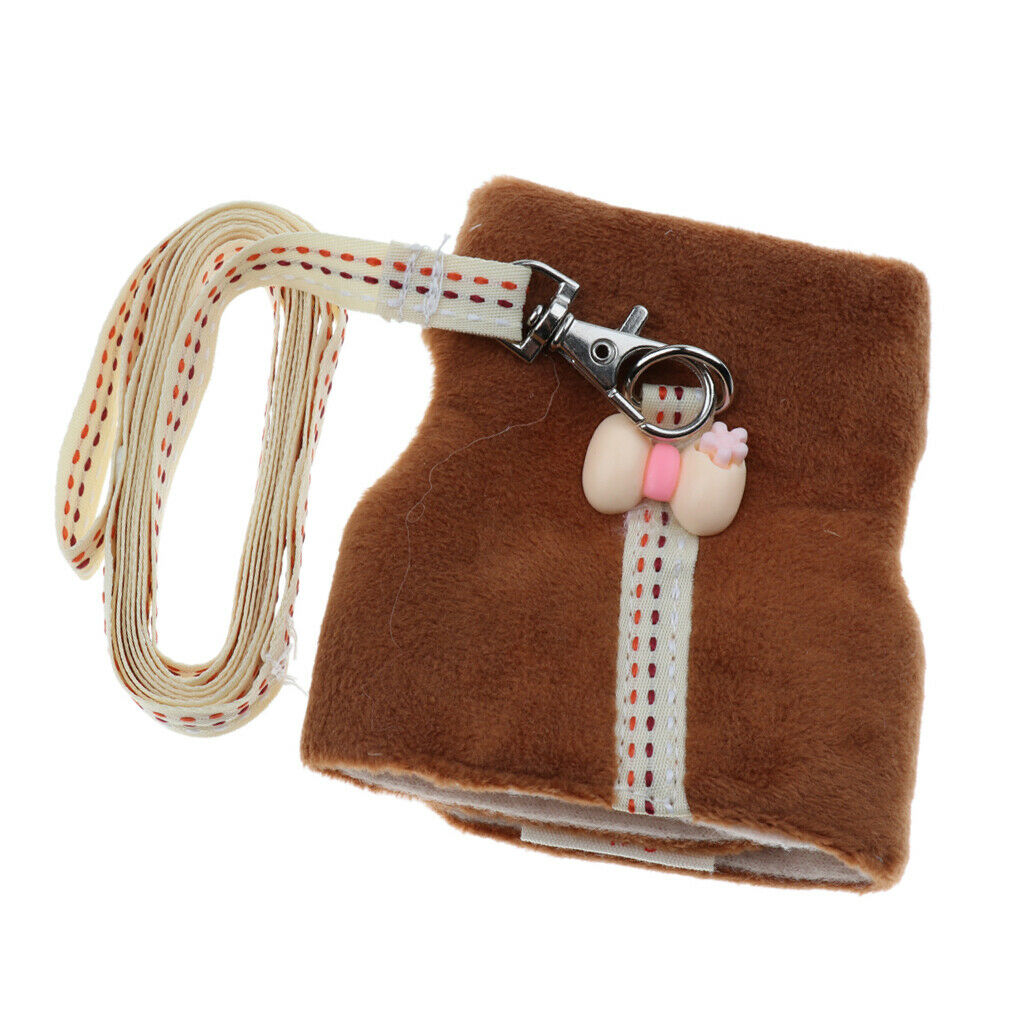 Small Pet Brown Clothes Adjustable Harness Lead Leash Traction Rope L