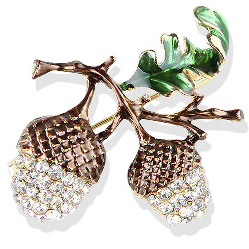 Nut Brooch Pin Rhinestone Crystal Cute Plant Brooch Pins Jewelry Gift Chi.l8