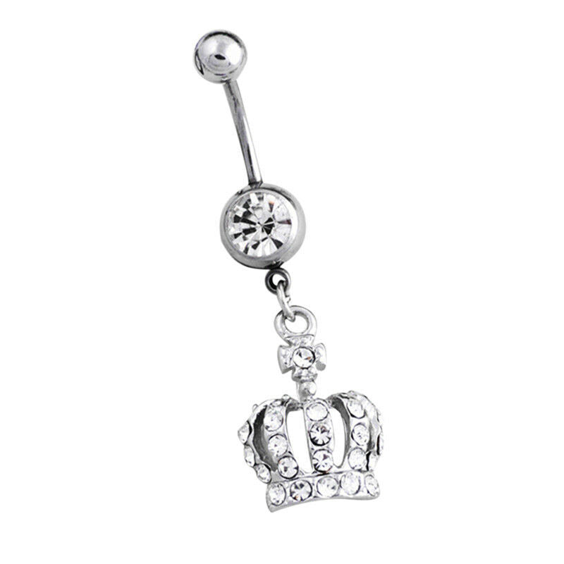 Crown Charm Rhinestone Body Piercing Jewelry Belly Button Ring Navel Jewe.l8