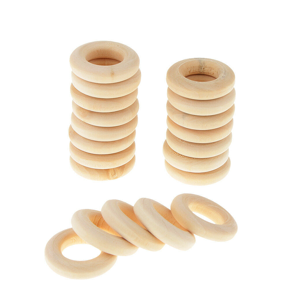40Pcs Natural Wood Circles Beads Wooden Ring DIY Jewelry Making Crafts DIY