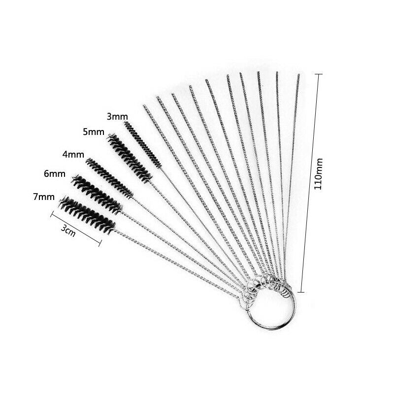 Car Carburetor Carbon Dirt Jet Remove Set 10 Cleaning Needles 5 Brush Tool Handy