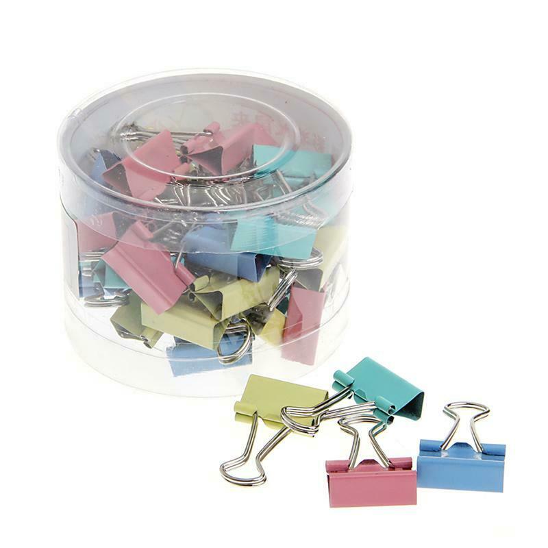 40Pcs Colorful Metal Binder Clips File Paper Clip Office Supplies 19mm Width