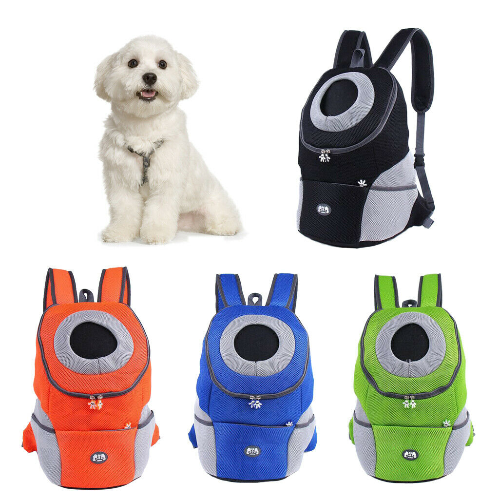 Pet Dog Backpack Carrier Travel Note Bag Front Net Double Shoulder Green