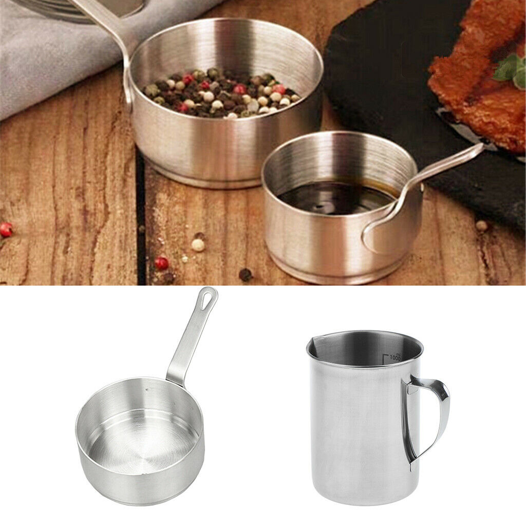 1000ml/35oz Stainless Steel Measuring Jug Measure Cup w/ 100ml Sauce Pan