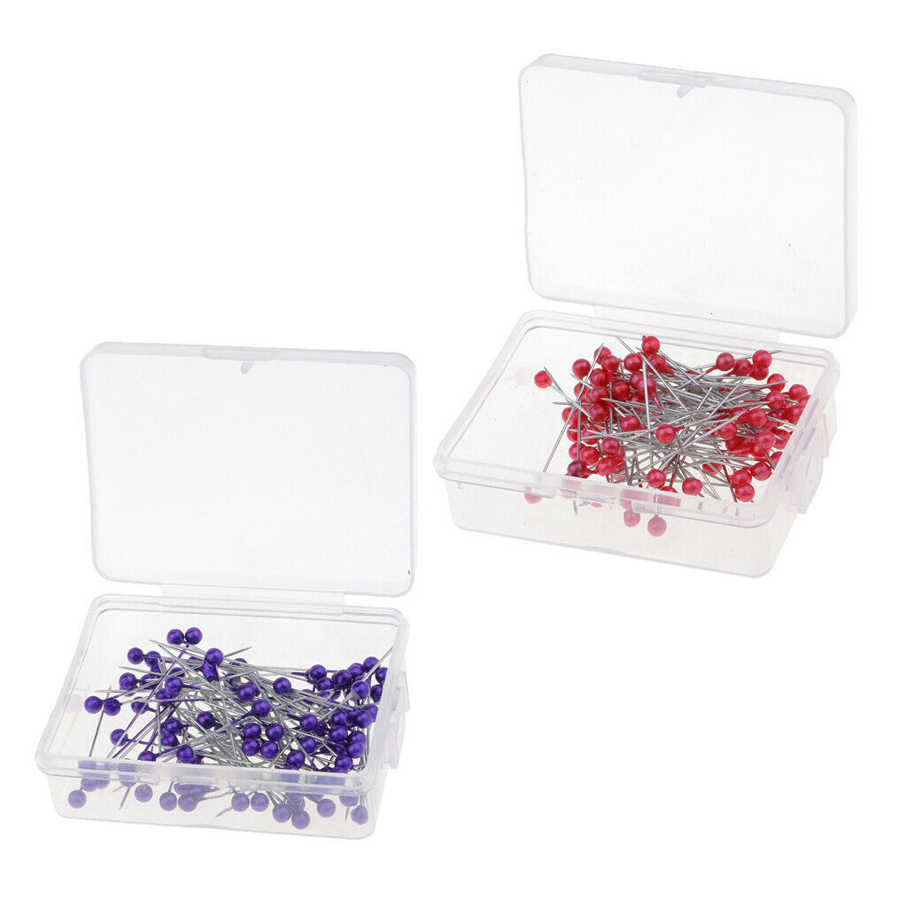 200pcs Multicolor Pearlized Head Pins for DIY Jewelry Components Red/Purple