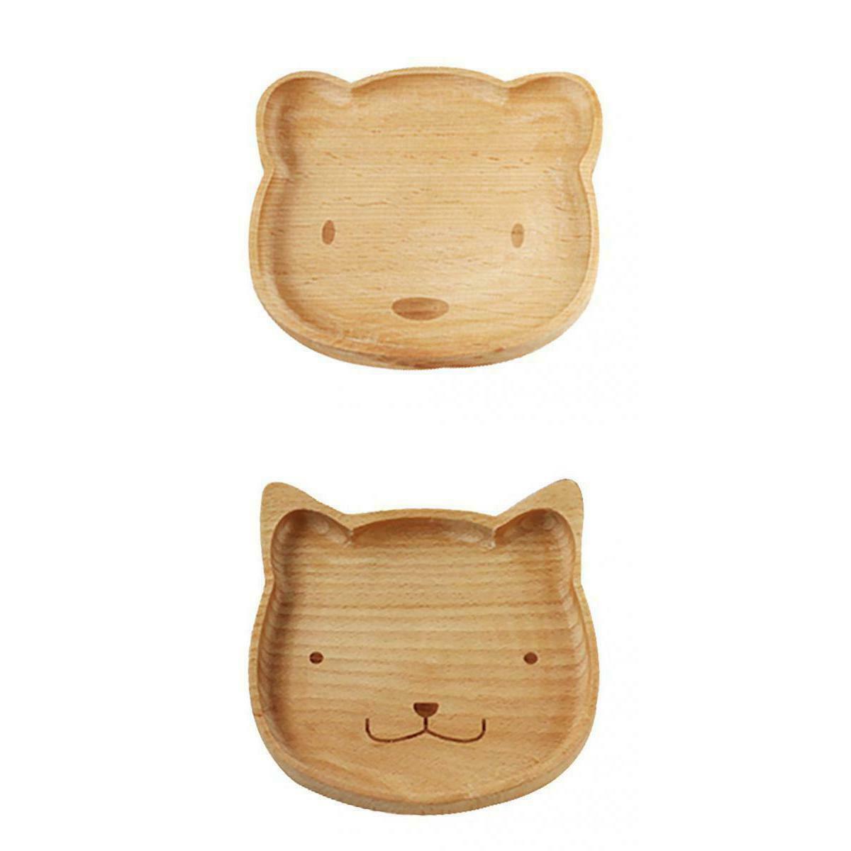 2pcs Wooden Plate - Bear Cat Shape -