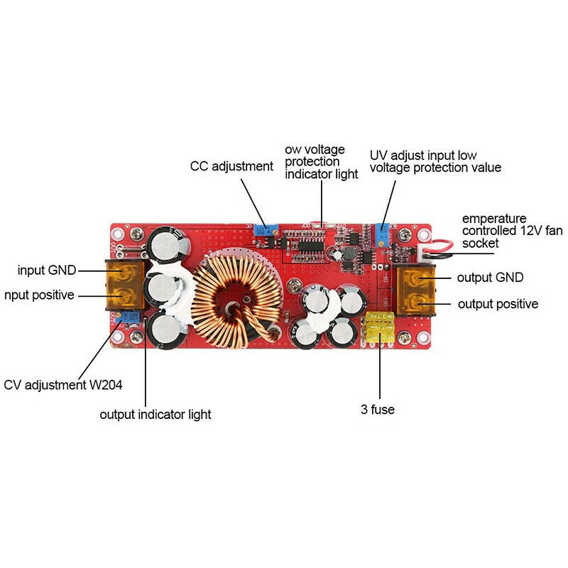 DC-DC Voltage Step Up Converter Boost Power Module 10-60V to 12-97V 1500W 30A Z4