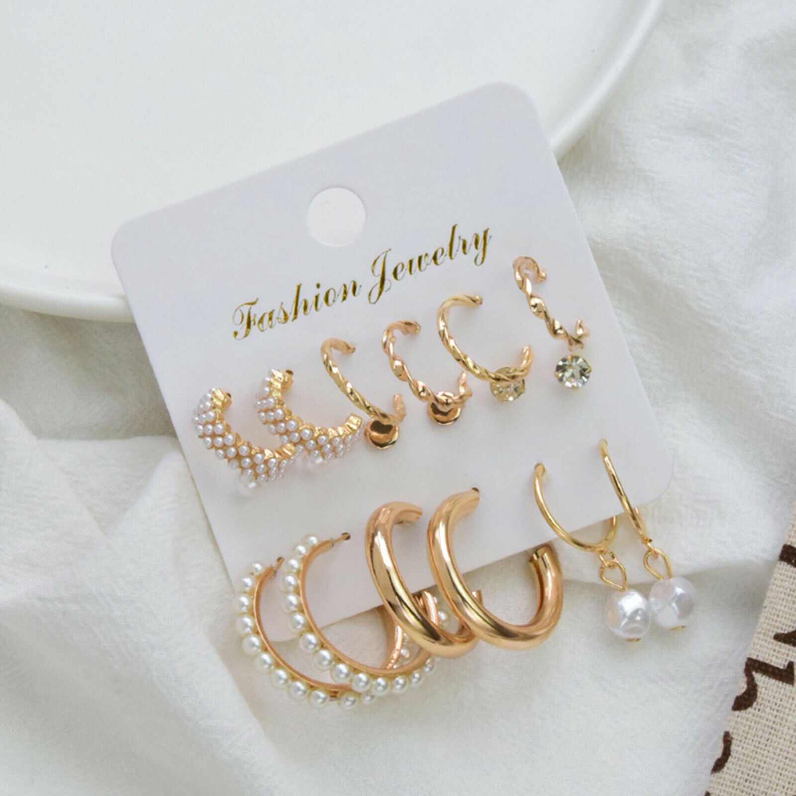 9 Pairs Hoop Earrings Ear Cuff Set for Girls Jewel Stylish Easy Wear Durable