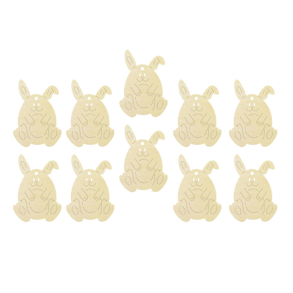 10 Pieces Wooden Easter Naughty Bunny Wood Cut Craft DIY Easter Decoration