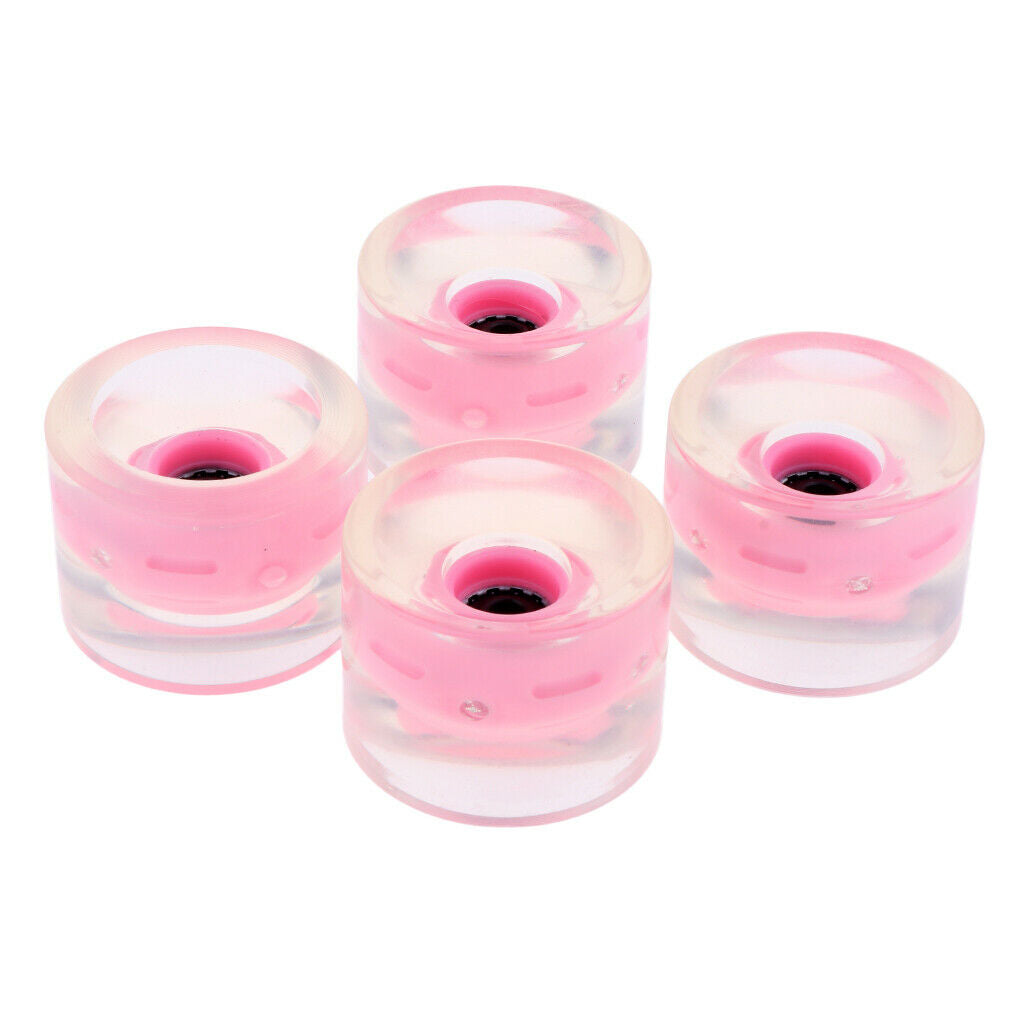 2X 4pcs 70mm Light Up Skateboard Longboard Wheels Glow at Night 78A Pink
