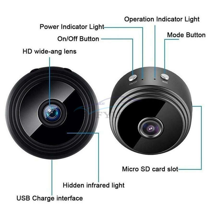 150° USB A9 Night Vision 1080P Sports Camera Support  Windows IOS Android System