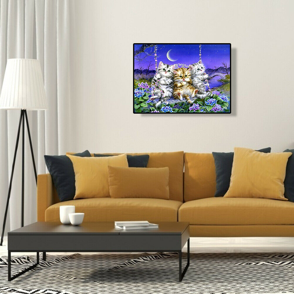 Three Kittens Diamond Painting Cross Stitch DIY Mosaic Embroidery Picture @