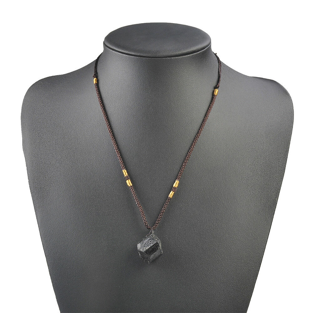 Hot Natural Black Tourmaline Stone Pendant Chakra Necklace Crystal Gem Specimen