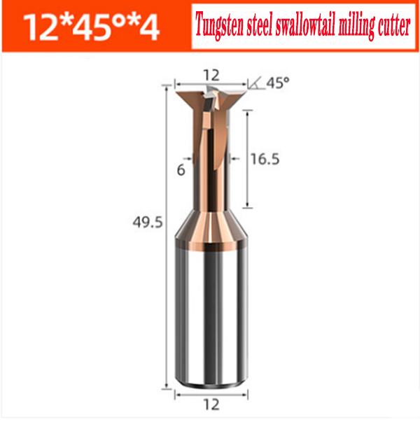 55° Dovetail Milling Cutter45°Chamfering 12*49.5*12*16.5 Carbide Tungsten Steel
